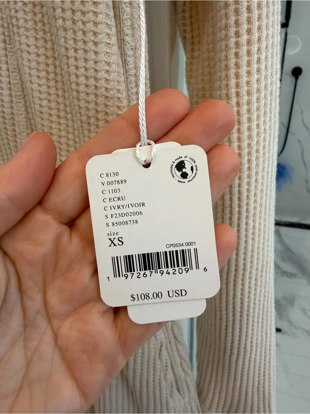NWT Free People Cream V-Neck Knit Dress